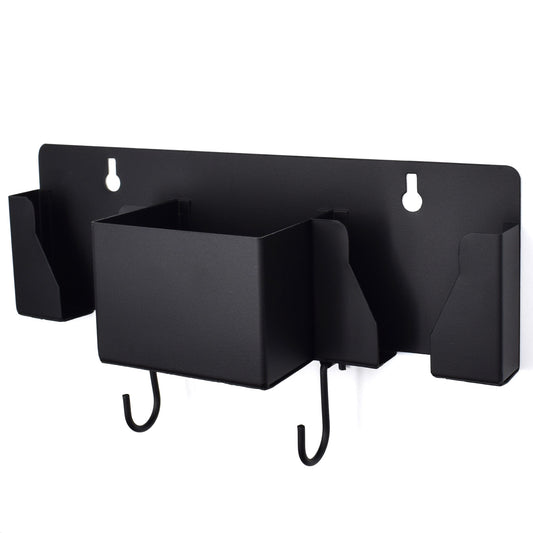 Crinds Pure Metal Mobile Stand for Wall 3 Pockets with Hooks