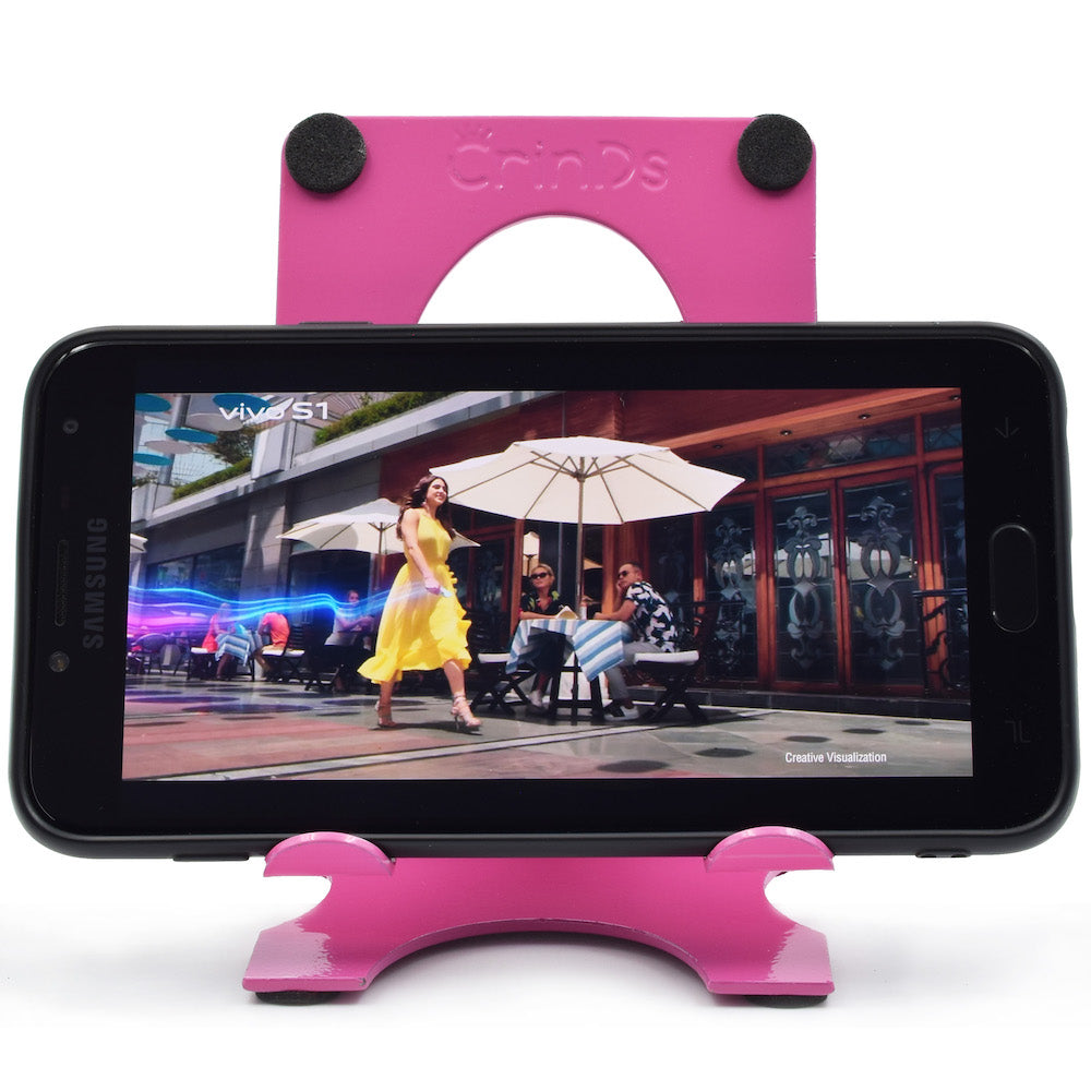 Crinds Pure Metal Mobile Stand for Table (Pink)