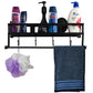 Crinds® Pure Metal Wall Mount Bathroom Shelf with Towel Stand and Hooks (Medium)
