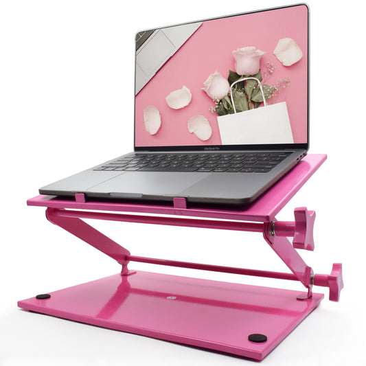 Crinds Pure Metal Laptop Stand for Table (Pink)