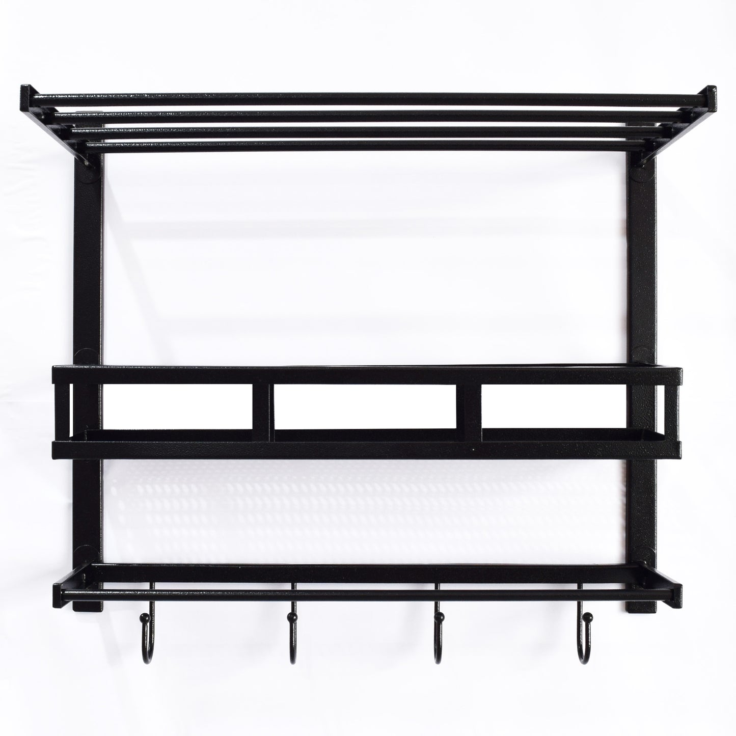 Crinds® Pure Metal Wall Mount Bathroom Shelf with Towel Stand and Hooks