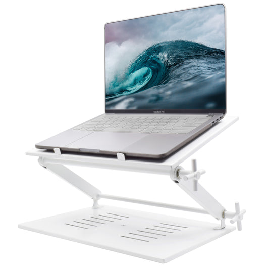 Crinds Pure Metal Laptop Stand for Table (White)