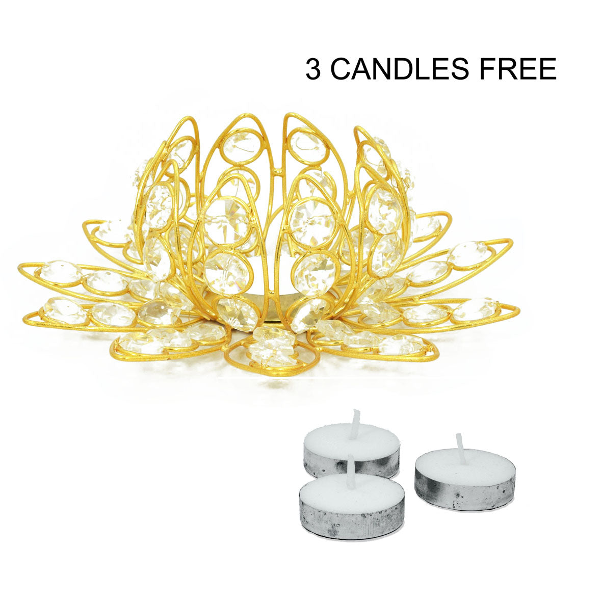 Crinds Metal Lotus Dia Candle Lamp