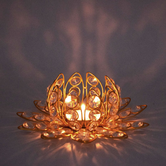 Crinds Metal Lotus Dia Candle Lamp